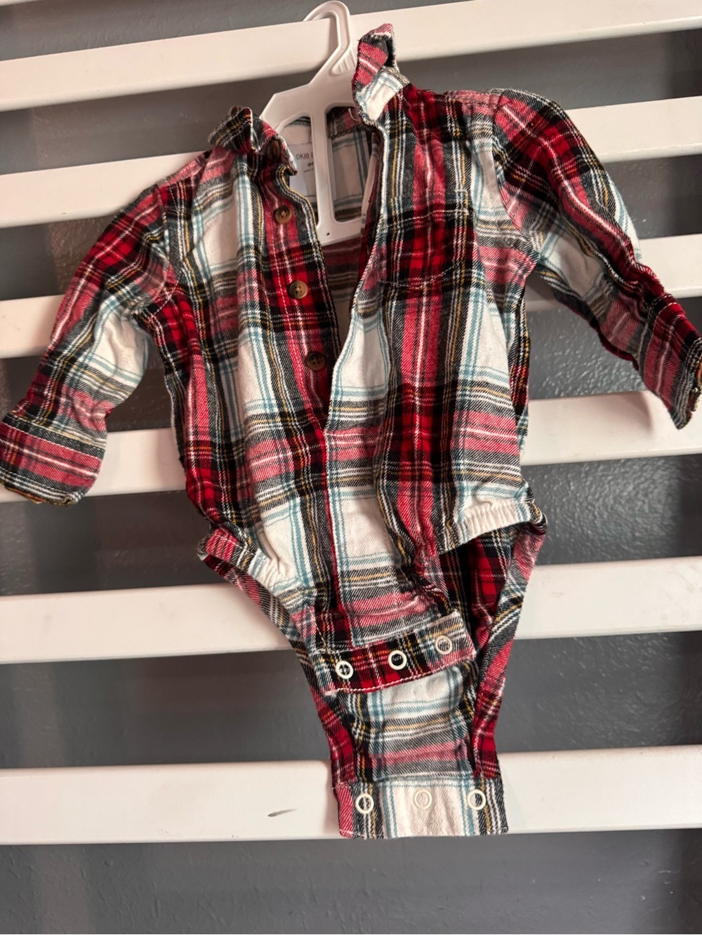 Red Plaid Baby button up onesie